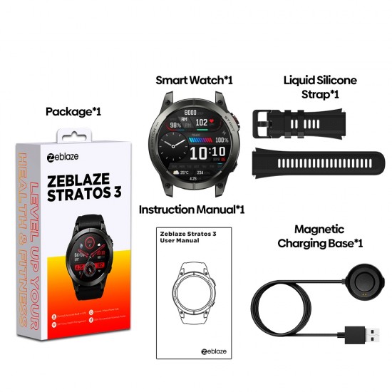 Zeblaze Stratos 3 Akıllı Saat - 1.43 inch AMOLED Ekran, Bluetooth Arama, Su Geçirmez