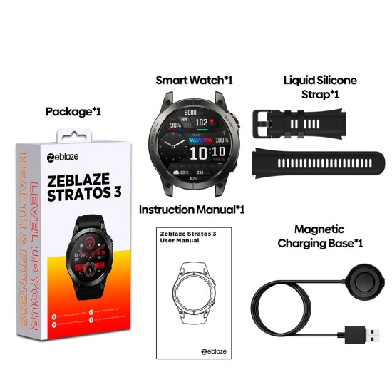 Zeblaze Stratos 3 Akıllı Saat - 1.43 inch AMOLED Ekran, Bluetooth Arama, Su Geçirmez Zeblaze Stratos 3 Akıllı Saat - 1.43 inch AMOLED Ekran, Bluetooth Arama, Su Geçirmez