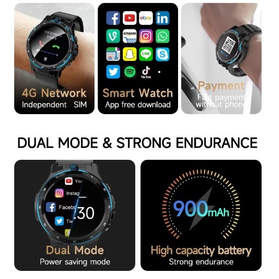 LEMFO Air5 Akıllı Saat Telefon - 4G VoLTE, Android 10 OS, 6GB RAM + 128GB ROM LEMFO Air5 Akıllı Saat Telefon - 4G VoLTE, Android 10 OS, 6GB RAM + 128GB ROM