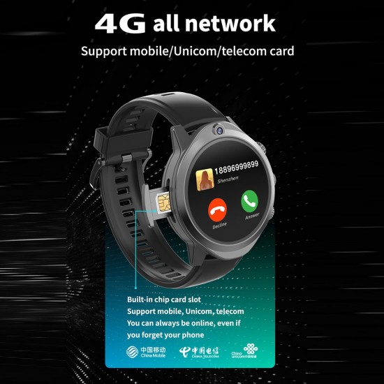 Rogbid Brave 2 Android 9.0 LTE 4G Akıllı Saat Telefon - 1,45 inch TFT Ekran, Yüz Tanıma Desteği, 4GB RAM + 64GB ROM