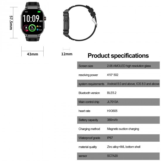 G40S 2.06 inch AMOLED IP67 BT5.2 Sport Akıllı Saat - Bluetooth Çağrısı / Uyku / Kan Oksijeni / Kalp Hızı / Kan Basıncı Destekler G40S 2.06 inch AMOLED IP67 BT5.2 Sport Akıllı Saat - Bluetooth Çağrısı / Uyku / Kan Oksijeni / Kalp Hızı / Kan Basıncı Destekler