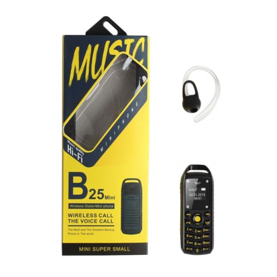 Mini B25 Bluetooth Kulaklık Özellikli Cep Telefonu - Eller Serbest Bluetooth Çevirici Kulaklık, MP3 Müzik, Çift SIM Destekli