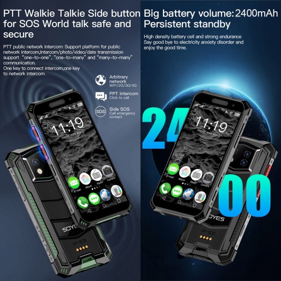 SOYES S10 Max Sağlam Rugged Akıllı Cep Telefon - 4G VoLTE, 3.5 inch Ekran, Android 10 OS, Dual Sim, OTG, NFC, PTT Walkie Telsiz, Su Geçirmez SOYES S10 Max Sağlam Rugged Akıllı Cep Telefon - 4G VoLTE, 3.5 inch Ekran, Android 10 OS, Dual Sim, OTG, NFC, PTT Walkie Telsiz, Su Geçirmez