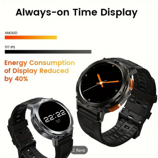 KOSPET TANK T2 Akıllı Saat - AMOLED Ekran, 5 ATM ve IP69K Su Geçirmezl, HIFI Kablosuz Konuşma, 70 Spor Modu, Fitness