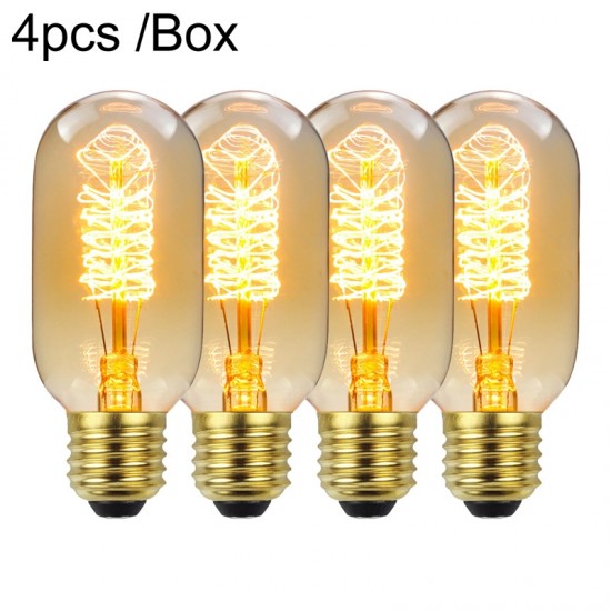 T45 LED Lamba Ampül - E27, Armatür Aydınlatıcı, Nostaljik Işıklandırma, 40W (Spiral Gold) - 4 Adet T45 LED Lamba Ampül - E27, Armatür Aydınlatıcı, Nostaljik Işıklandırma, 40W (Spiral Gold) - 4 Adet
