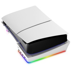 IPEGA PG-P5S021 Sony PS5 Slim RGB Işıklı Bölmeli Yatay Stand - 4 USB HUB, Sony PS5 Slim Korumalık