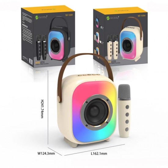 NewRixing NR168W Taşınabilir Renkli Bluetooth Hoparlör - Ev Çift Mikrofon Karaoke Hoparlörü NewRixing NR168W Taşınabilir Renkli Bluetooth Hoparlör - Ev Çift Mikrofon Karaoke Hoparlörü
