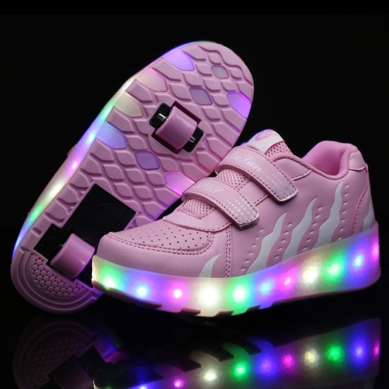Çocuklar / Yetişkinler için Tekerlekli Kaykaylı Şarjedilebilir 7 ColorMix Led Spor Ayakkabı - Çocuklar için LED Ayakkabı