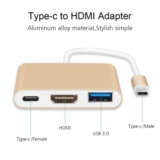 USB C Tipi C Hub USB 3.1 HDMI 4K Adaptörü Dönüştürücü Kablo - Macbook Pro, Macbook, 2K, 4K, USB-C HDMI Hub