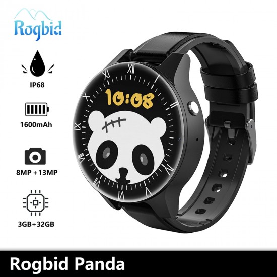 Rogbid Panda 4G Akıllı Saat Telefon - IP68 Su Geçirmez, 8MP+13MP Kamera, 3GB RAM+32GB ROM, 1600mAh Batarya
