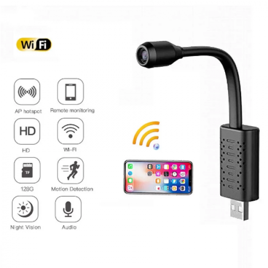 V380 USB Mini 1080P Wifi Gizli Kamera - Ev Gözetleme, IP Kamera, Hareket Algılama, Mikro Kamera, DVR Kaydedici