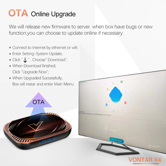 Vontar X3 Akıllı 8K Android 9.0 TV kutusu - Medya Oynatıcı, 4GB RAM + 128GB ROM, Dual Wifi, Google Voice Assistant, Set top box