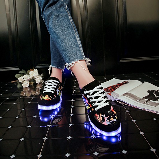 USB Şarjedilebilir 7 Renkli LED Fashion Işıklı Unisex Spor Ayakkabı - Bay ve Bayan için