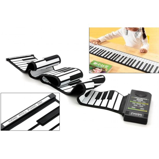 Flexible Roll Katlanabilir Esnek Synthesizer Klavye Piyano - Yumuşak 88 Tuş, Hoparlör