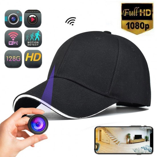 Şapka Gizli Kamera - Eller Serbest Çekim, Spor Aksiyon Kamerası, Full HD 1080P, Video Çekimi, Giyilebilir Spy Kamara, Wifi Fonksiyon
