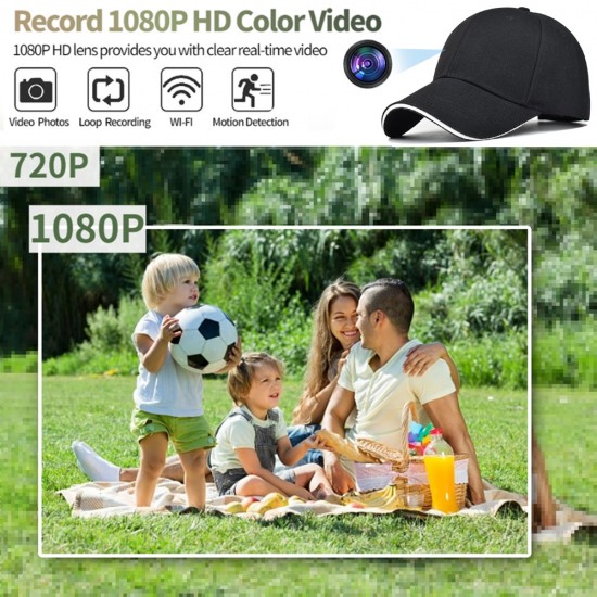 Şapka Gizli Kamera - Eller Serbest Çekim, Spor Aksiyon Kamerası, Full HD 1080P, Video Çekimi, Giyilebilir Spy Kamara, Wifi Fonksiyon