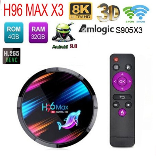 H96 MAX X3 Akıllı TV Kutusu - Android 9.0, 4GB RAM + 64GB ROM, 2.4G & 5Ghz WiFi, 8K TVBOX Set Top box