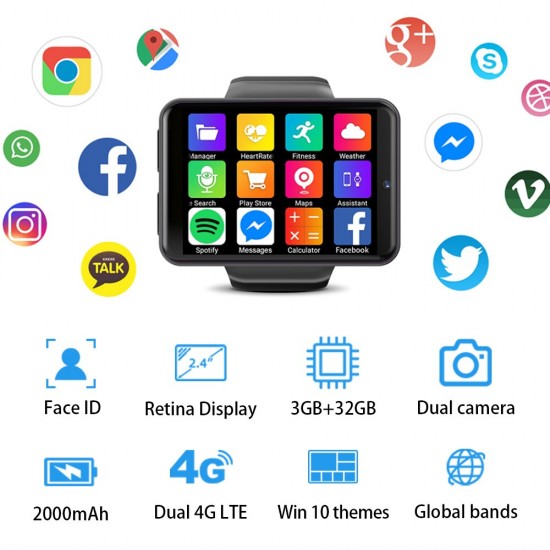 KOSPET NOTE 4G SmartWatch Akıllı Saat Telefon - Android 7.1, 3GB RAM+32GB RAM, 2000mAh Batarya