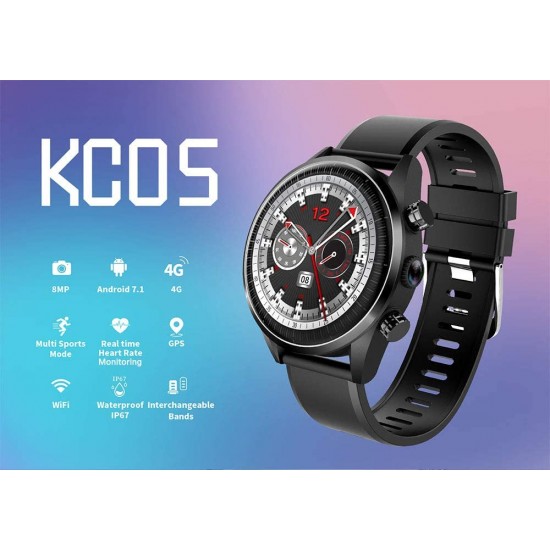 KingWear KC05 4G LTE Akıllı Kol Saati Telefon - Android 7.1.1, Dört Çekirdekli, GPS, Wifi, 8MP Kamera, IP67 Su geçirmez