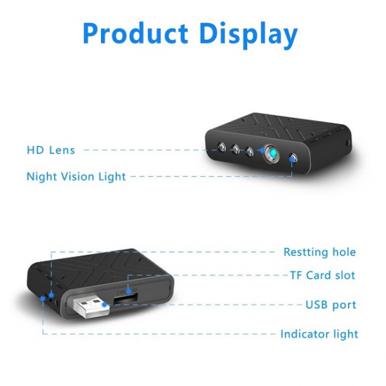 T9Y Mini USB Wifi Kamera 1080P HD Gece Görüş Dijital Video Ses Kayıt Cihazı - HD IR-CUT Hareketli Alarm&Kayıt, Gizli Spy Kamera